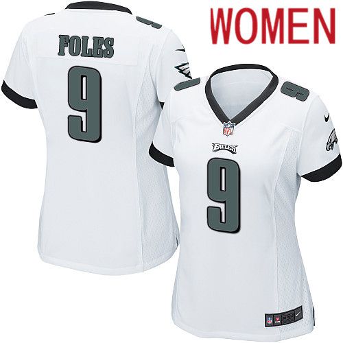 Women Philadelphia Eagles #9 Nick Foles Nike White Game NFL Jersey->women nfl jersey->Women Jersey